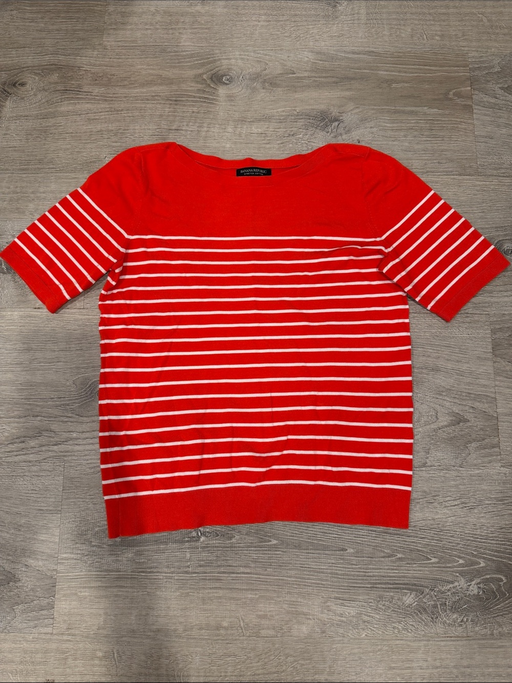 Banana Republic Red and White Striped Knit Top